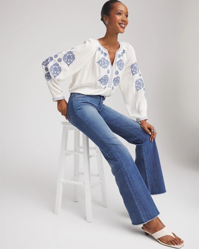 Embroidered Splitneck Shirt - image 2